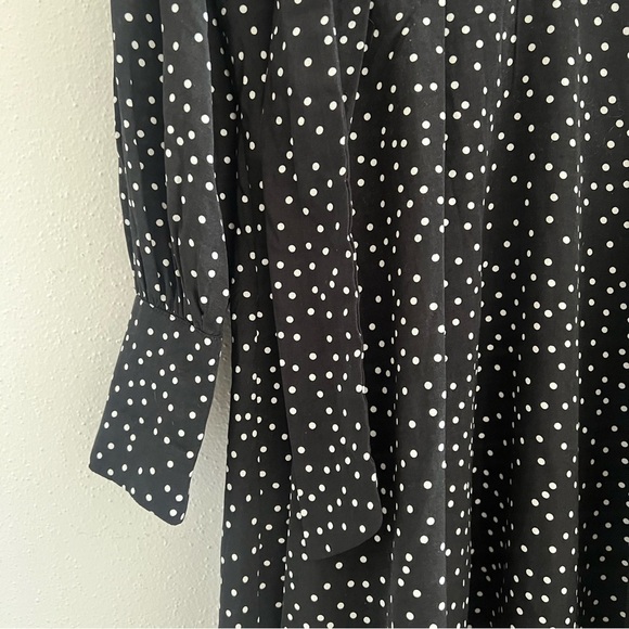 CISTAR M Black White Polka Dot Bow Tie Dress Large - Picture 4 of 8